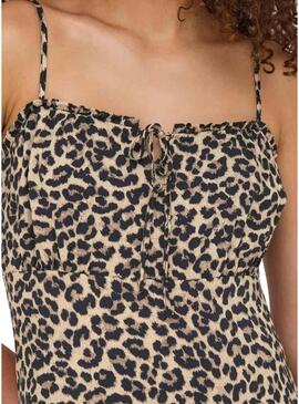 Abito Only Nelly leopardato marrone da donna