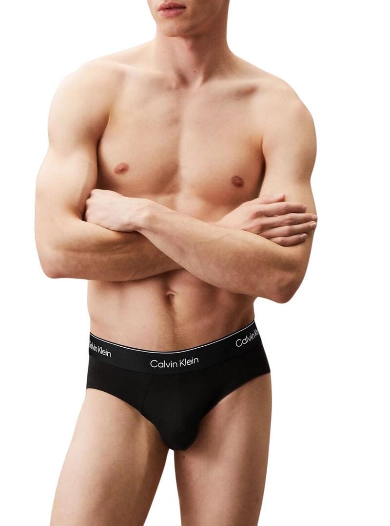 Confezione da 3 slip Calvin Klein Icon in cotone nero per uomo.