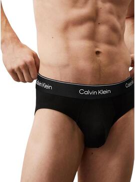 Confezione da 3 slip Calvin Klein Icon in cotone nero per uomo.
