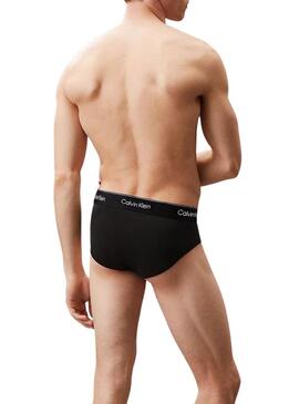 Confezione da 3 slip Calvin Klein Icon in cotone nero per uomo.