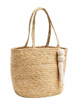 Borsa Pieces Pclunas shopping in iuta beige per donna