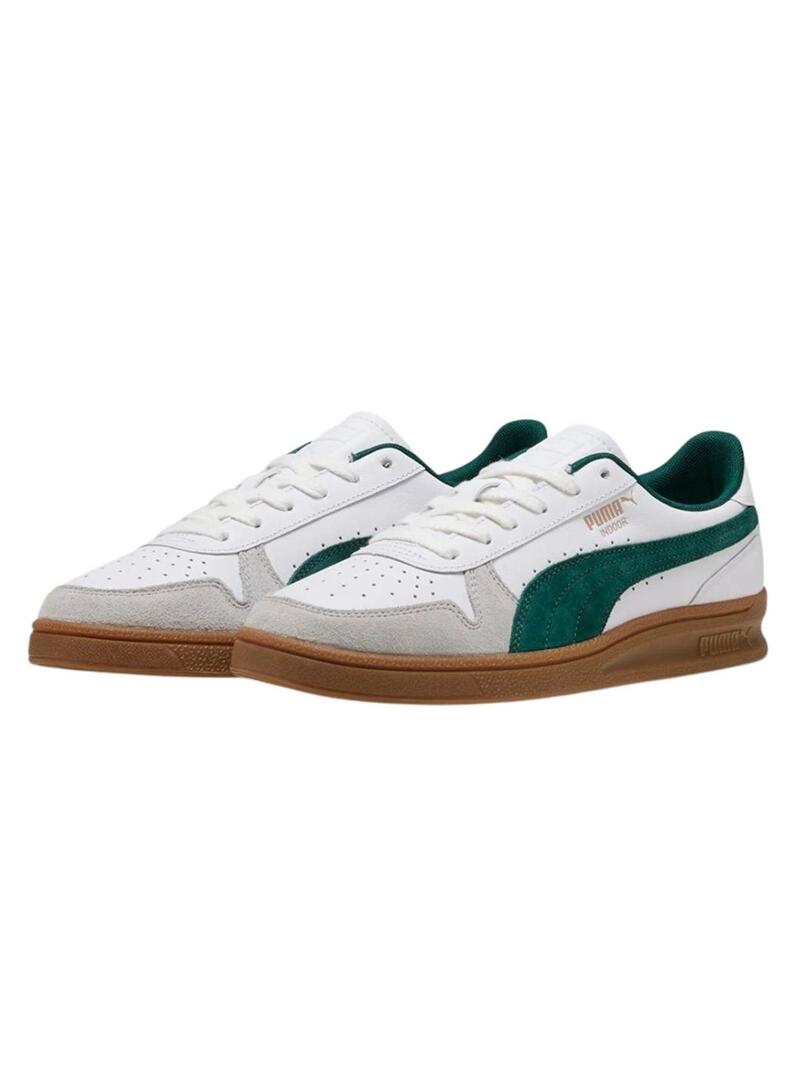 Scarpe da ginnastica Puma Indoor bianche e verdi per uomo.