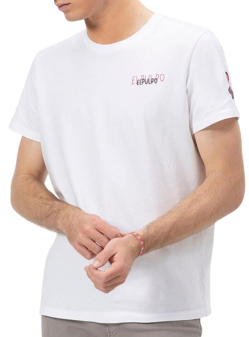Maglia El Pulpo Triplelogo bianca e rosa per uomo
