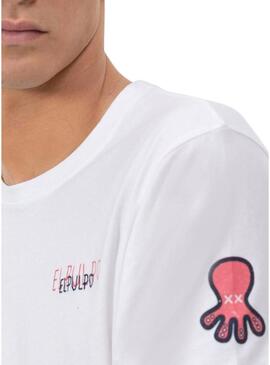 Maglia El Pulpo Triplelogo bianca e rosa per uomo