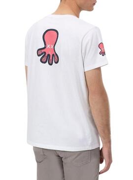 Maglia El Pulpo Triplelogo bianca e rosa per uomo