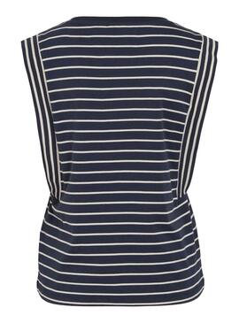 Maglietta Vila Viveriana blu scuro e bianca per donna.