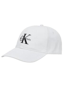 Cappellino Calvin Klein Jeans Monologo Embroidery bianco per uomo