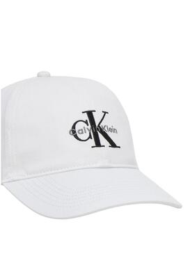 Cappellino Calvin Klein Jeans Monologo Embroidery bianco per uomo