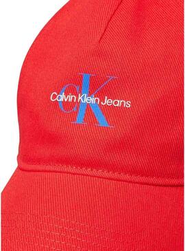 Cappellino Calvin Klein Jeans Monologo Baseball rosso per uomo.