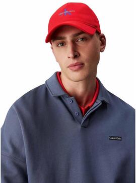 Cappellino Calvin Klein Jeans Monologo Baseball rosso per uomo.