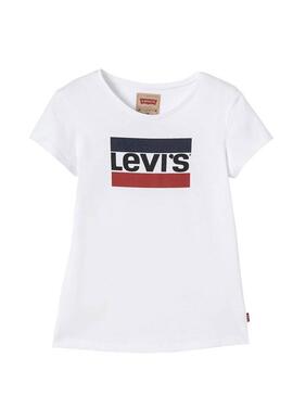 T-Shirt Levis Logo Bianco Bambina