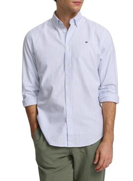 Camicia Silbon Oxford blu e bianca per uomo