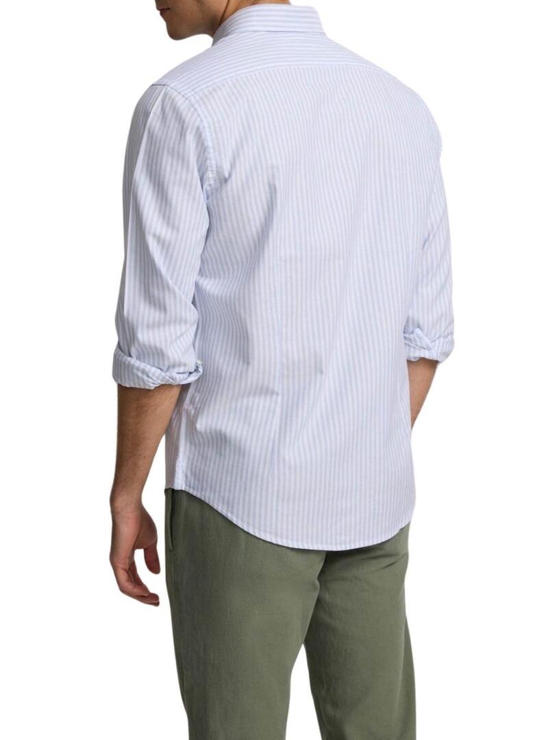 Camicia Silbon Oxford blu e bianca per uomo