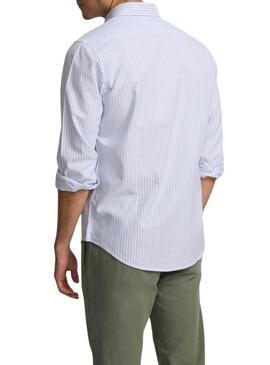 Camicia Silbon Oxford blu e bianca per uomo