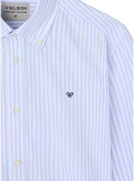 Camicia Silbon Oxford blu e bianca per uomo