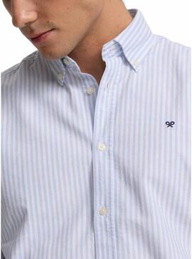 Camicia Silbon Oxford blu e bianca per uomo