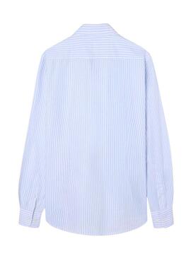 Camicia Silbon Oxford blu e bianca per uomo