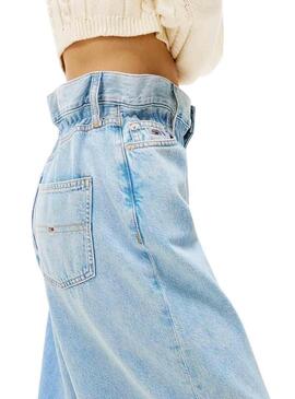 Pantaloni in denim Tommy Jeans Paperbag blu per donna