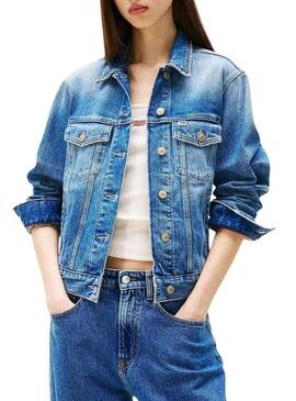 Giacca di jeans Tommy Jeans Trucker blu per donna