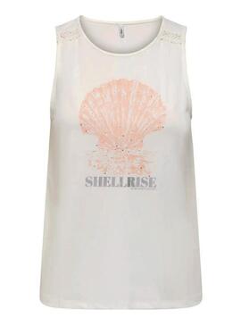  T-shirt Only Free bianca e corallo per donna