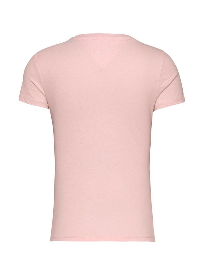 Maglietta Tommy Jeans Essential Logo rosa per donna