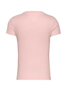 Maglietta Tommy Jeans Essential Logo rosa per donna