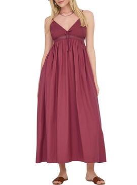 Abito Only Briar bordeaux per donna.