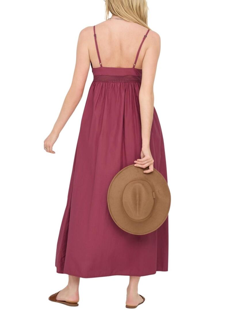 Abito Only Briar bordeaux per donna.