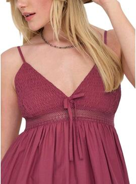 Abito Only Briar bordeaux per donna.