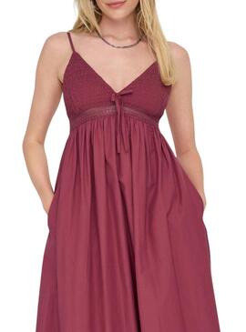 Abito Only Briar bordeaux per donna.