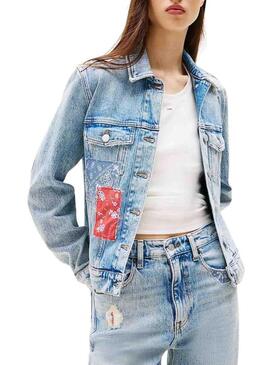 Giacca di jeans Tommy Jeans Classic Trucker blu per donna