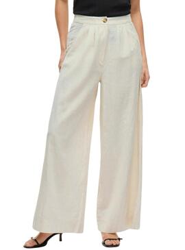 Pantaloni Vila Etni beige per donna