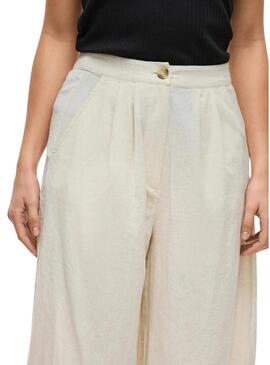 Pantaloni Vila Etni beige per donna