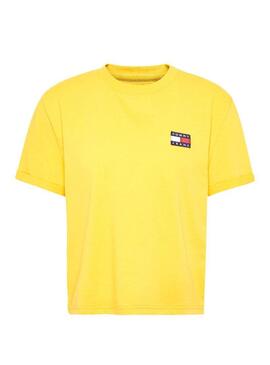 T-Shirt Tommy Jeans Badge Giallo Per Donna