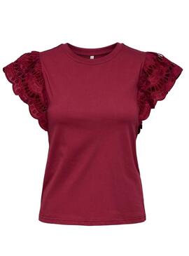 Maglietta Only Macy bordeaux per donna