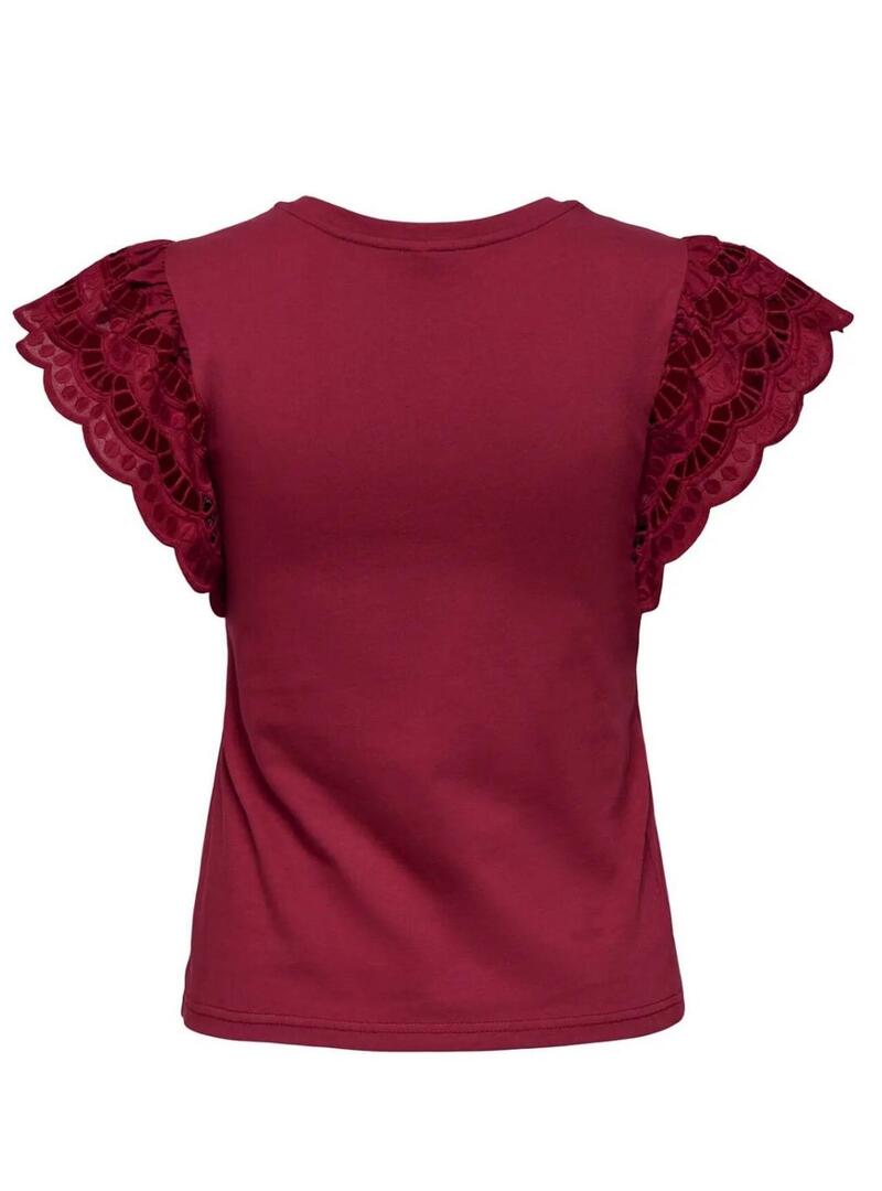 Maglietta Only Macy bordeaux per donna