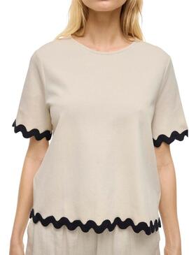 Top Vila Calisa beige per donna