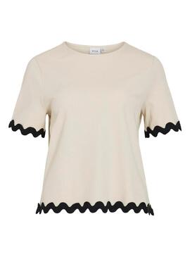 Top Vila Calisa beige per donna