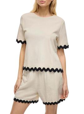 Top Vila Calisa beige per donna