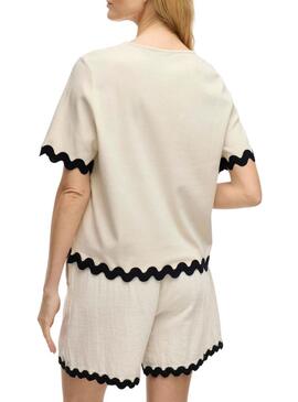 Top Vila Calisa beige per donna