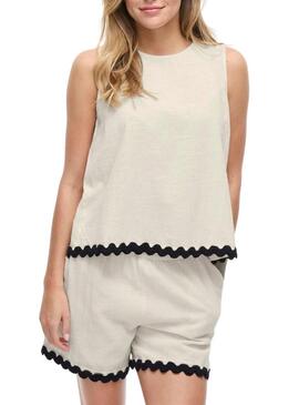 Top Vila Manda beige per donna