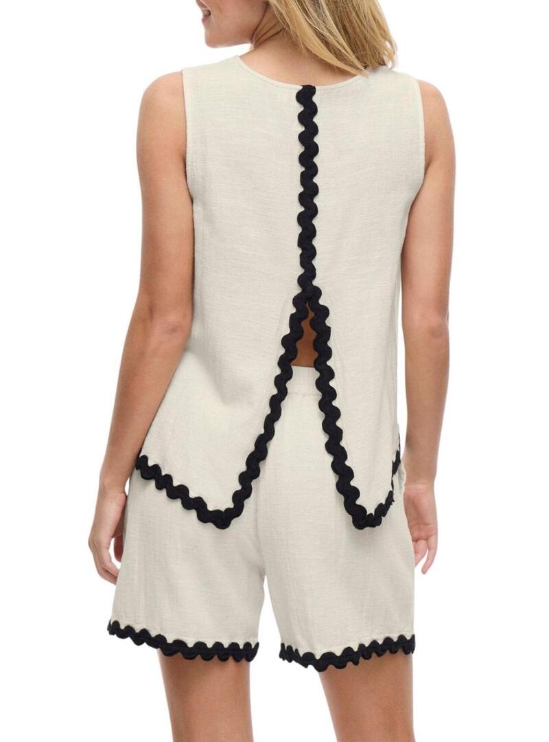 Top Vila Manda beige per donna