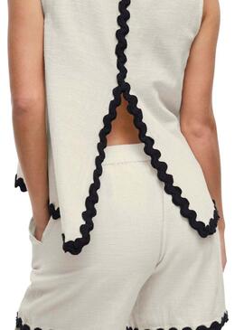 Top Vila Manda beige per donna