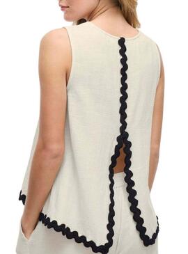 Top Vila Manda beige per donna