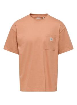 Maglietta Only and Sons King Loose arancione per uomo