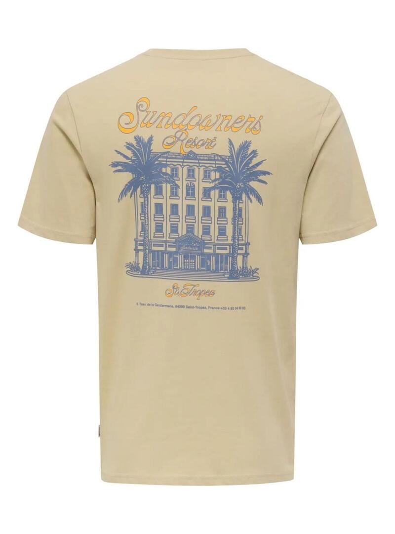 Maglietta Only and Sons Manuel Resort beige per uomo