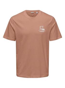 Maglietta Only and Sons Manuel Casa Mexico in terracotta per uomo