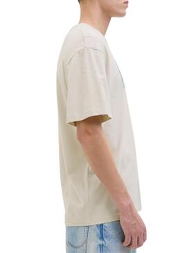 Maglietta Jack e Jones Porto beige per uomo