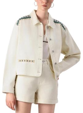 Giacca di jeans Zarzu beige per donna