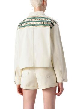 Giacca di jeans Zarzu beige per donna